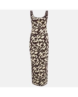 Nanushka Animal Print Rib Knit Skirt And Top Set - Metallic