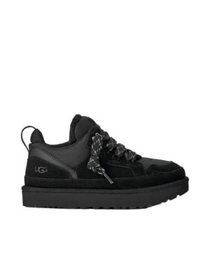 UGG Lowmel Padded Collar Oversized Tongue Suede Sneakers - Black