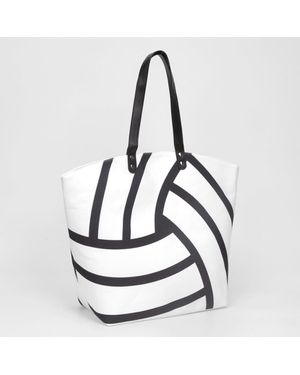 Fashnzfab Volleyball Print Large Shoulder Tote Bag - White