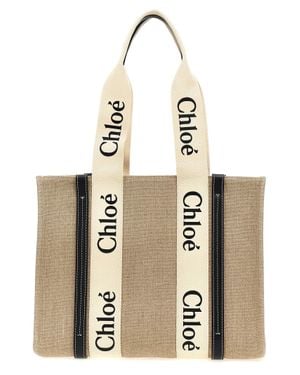 Chloé Calfskin Tote Bag - Natural