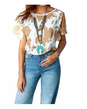 Grace + Emma Living Better Western Cowgirl Short Sleeve Top - Blue