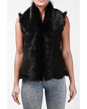 Infinity Leather Toscana Sheepskin Short Gilet-Denver - Black