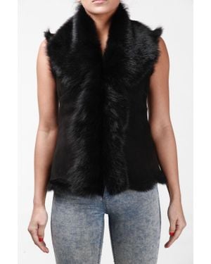 Infinity Leather Toscana Sheepskin Short Gilet-Denver - Black