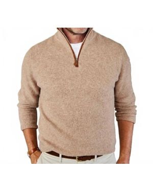 Collars & Co. Balmoral Quarter Zip Wool Sweater - Natural