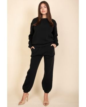 TRUEDAMES Poly Fleece Elastic Waist Sweatpants - Black