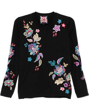Johnny Was Raw Seam Crew Neck Tee - Black