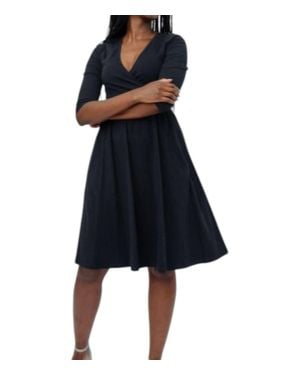 Mata Traders Callie Long Sleeve Wrap Dress - Blue
