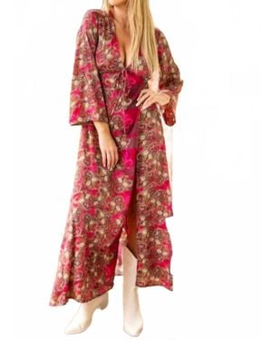 Cienna Sofia Flare Sleeve Dress - Red