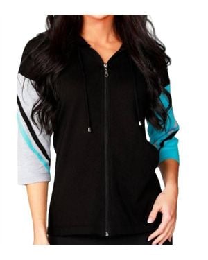Angel Stripe Sleeve Hoodie - Black