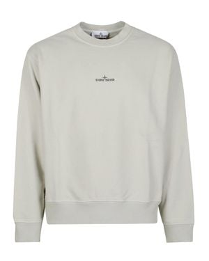 Stone Island Printed Logo Circular Design Cotton Sweatshirt - Gray