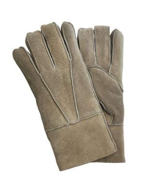 Infinity Leather Sheepskin Suede Gloves With Roll Up/Down Cuff - Gray