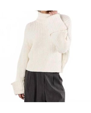 Apricot Chunky Knit Roll Neck Sweater - White