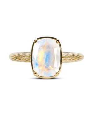 Sterling Forever Sterling Mini Moonstone Elongated Cushion Ring - Metallic