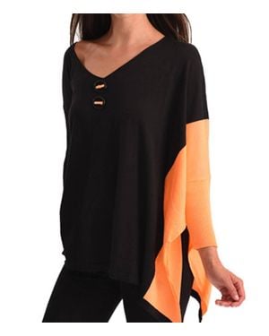 Angel Neon Panel Slit Oversize Tunic - Black