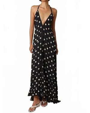 Olivaceous Charly Polka Dot Halter Maxi Dress - Black