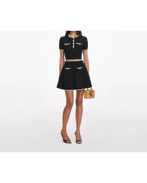 Self-Portrait Pointelle Mini Skirt - Black