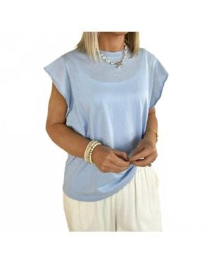 Coco + Carmen Lilly Ruffle Cap Sleeve Top - Blue