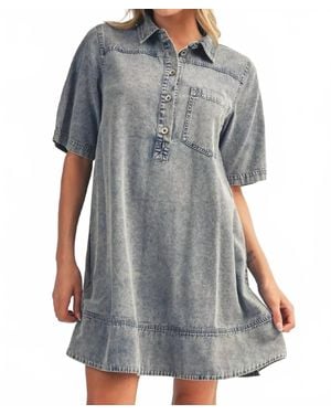 Jodifil All Of Me Short Sleeves Denim Dress - Gray