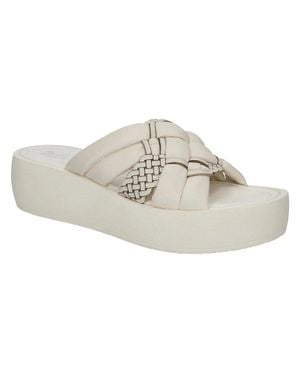 Bella Vita Ned-Italy Sandals Ivory Leather Wedge Heel Slip-On Hawk1561 - White