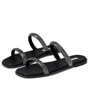 Steve Madden Orita Sandals Square Toe Slip On Comfort Slide Htat411 - Black