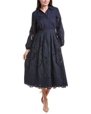 Tahari Scallop Wrap Midi Dress - Blue