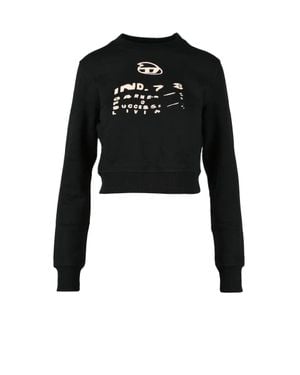 DIESEL Cropped Cotton Sweatshirt - Black