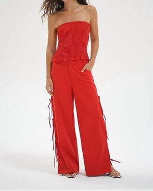 LNA Delia Tie Side Pant - Red