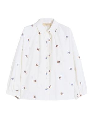 Weekend Pure Cotton Poplin Shirt With Delicate Embroidery - White