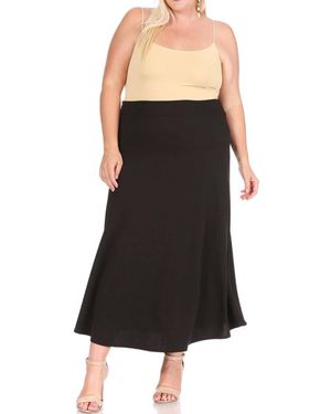 Moa Collection Flare A-Line Long Skirt - Black