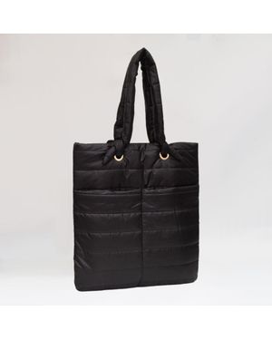 Fashnzfab Soft Padded Quilted Tote Bag - Black