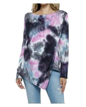 Elli Cowl Asymmetric Tie Dye Top - Blue