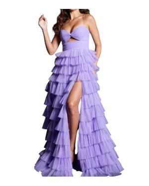 Jovani Ruffled Tulle Prom Dress - Purple