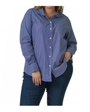 Jill McGowan Joan Easy Cut Bright End On End Cotton Shirt - Blue