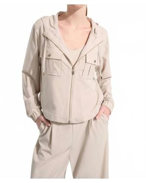 Joseph Ribkoff Hooded Zip Up Boxy Utility Jacket - Natural