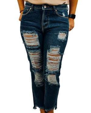 Pol Distressed Boyfriend Jean - Blue