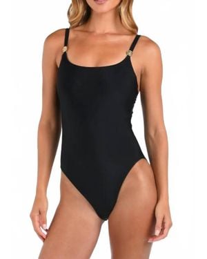 L'Agence Scoop Neck One-Piece Swimsuit - Black