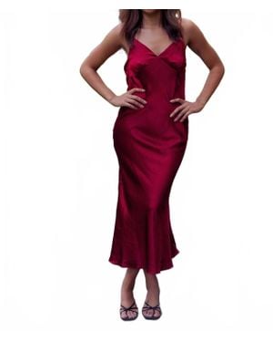 Dress Forum Chevron Seam Open Back Dress - Red