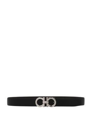 Ferragamo Double-Adjustable Calf Leather Belt With Interlocking Buckle - White
