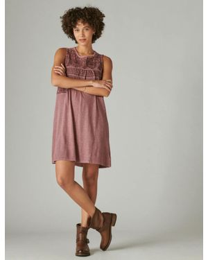 Lucky Brand Embroidered Sleevless Knit Mini Dress - Multicolor