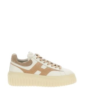 Hogan Ivory H-Stripes Nappa Leather Sneakers - Natural
