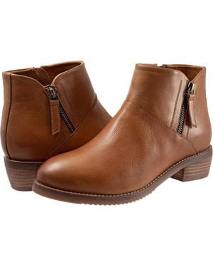 Softwalk Roselle Ww Luggage Leather Double Zip Ankle Boots Hawk545 - Brown