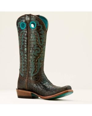 Ariat Futurity Boon Leather Croc Print Western Boot - Green