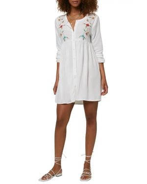 O'neill Sportswear Edan Embroidered Button Up Mini Dress - White