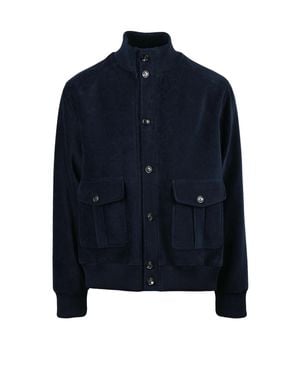 Circolo 1901 Pilot Velvet Jacket With Flannel Lining And Stand Collar - Blue