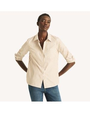 Nautica Striped Roll-Tab Sleeve Shirt - Natural