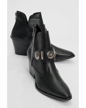Prologue Shoes Kenda Glitter Buckle Block Heel Boot - Gray