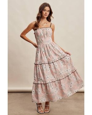 Listicle Floral Ruffle Tiered Maxi Dress - Natural