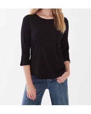 Fdj 3/4 Sleeve Scoop Neck Top - Black