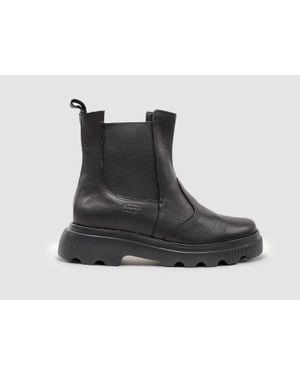 KCR Group Modern Insulated Zip-Up Chelsea Leather Boots - Black