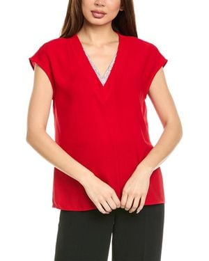 Vince Camuto Crystal Neckline Blouse - Red